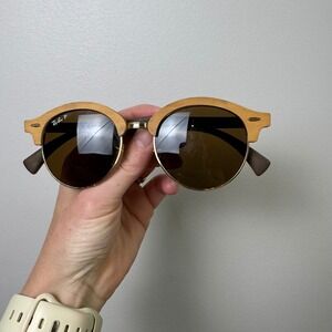 Ray Ban Clubround Wood RB 4246-M 1179/57 Polarized Sunglasses 51-19-145 Italy